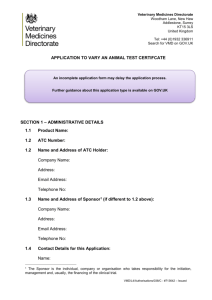 Application form: ATC variation