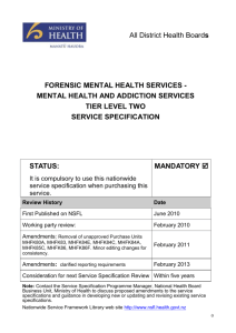 Forensic Mental Health Services - Nationwide Service Framework
