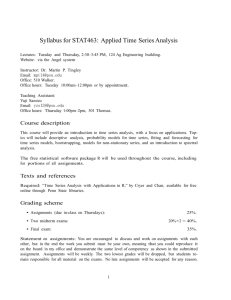 Syllabus for STAT463: Applied Time Series Analysis