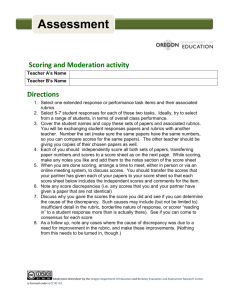 Moderation Worksheet - Oregon Department of Education