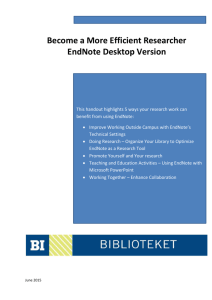 Becoming a More Efficient Researcher using EndNote Desktop