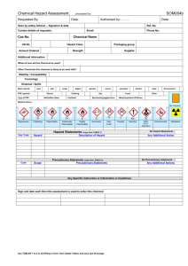 Chemical Hazard Sheet SDS - School of Materials Intranet