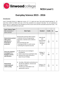 Level 1 Everyday Science Course Information 2015