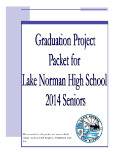 Graduation Project Information Packet for 2014 Seniors