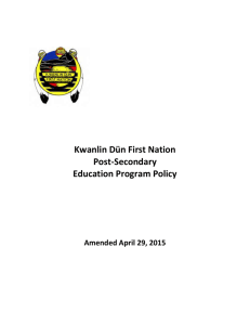 Post-secondary education - Kwanlin Dün First Nations