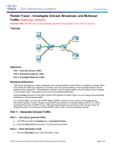 8.1.3.8 Packet Tracer - Investigate Unicast, Broadcast, and