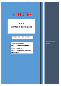 CI METALS & THER USES NOTES BY MISS CHOHAN