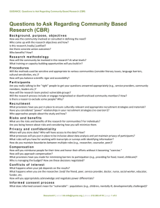 Questions to Ask Regarding Community Based Research (CBR)