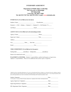 PPL Internship Agreement Form - Department of Public Policy