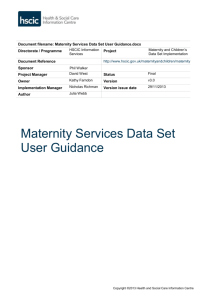 Maternity Services Data Set User Guidance
