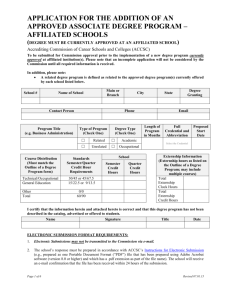 Application for Approval of an Associates Degree