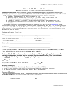Music Teacher Education Application Form