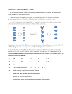 AP Chemistry – Chapter 3 Assignment – Answers 1. a. The reaction
