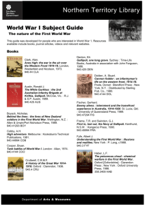 World War I Subject Guide - Department of Arts and Museums