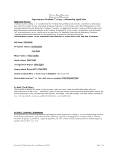 Kinesiology Graduate Teaching Assistantship Application