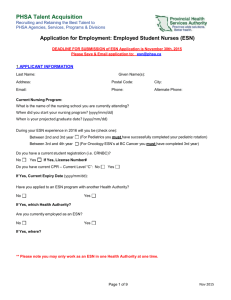 Application for Employment: Employed Student Nurses (ESN) * PART I