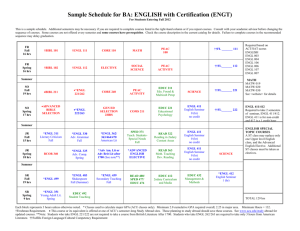 Sample Schedule for BA: ENGLISH with Certification (ENGT)