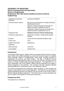 (Hons) Healthcare Science (Clinical Engineering)