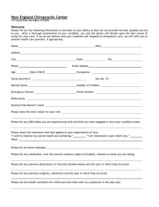 Intake Form - New England Chiropractic Center