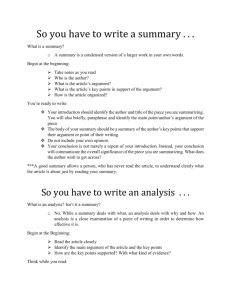 Summary vs. Analysis Tip Sheet