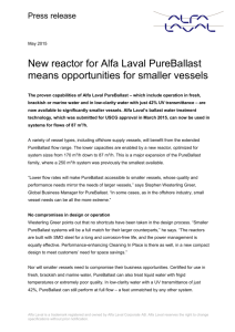 New reactors for Alfa Laval PureBallast mean opportunities for