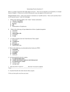 Immunology Practice Questions #1 Below is a sample of questions