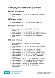8 January 2016 RNIB Lottery winners