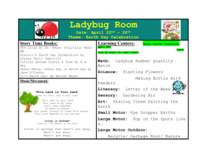 Ladybug Room Date: April 22 nd – 26 th Theme: Earth Day