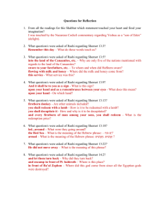 Questions for Reflection From all the readings for this Shabbat which