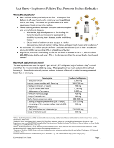 Executive Fact Sheet | I8: Salt Consumption Reduction, 11
