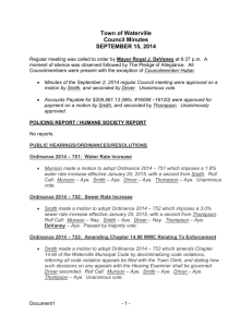 Town of Waterville Council Minutes SEPTEMBER 15, 2014
