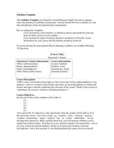 Syllabus Template - Teaching + Learning Commons