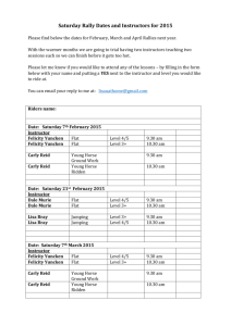 Saturday Rally Dates and Instructors for 2015