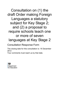 UCML response to consultation on KS2 languages (primary) Nov 2012