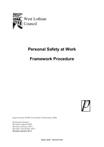 Personal Safety at Work Framework Procedure