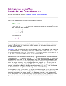 Solving Linear Inequalities: Introduction and Formatting