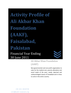 Activity Profile of Ali Akbar Khan Foundation (AAKF