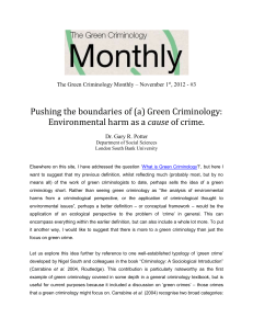 Pushing the boundaries of (a) Green Criminology, by Gary R