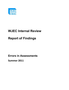 WJEC Internal Review Report of Findings Errors in Assessments