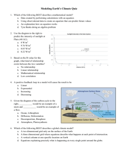 Modeling Earth`s Climate Quiz