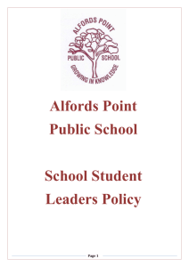 Student Leadership Policy - Alfords Point Public School