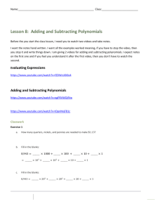 Lesson 8: Adding and Subtracting Polynomials