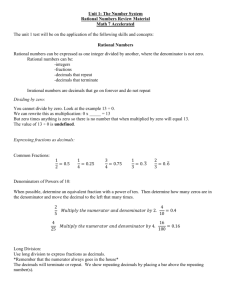 Rational Numbers Study Guide (Periods 2,7)
