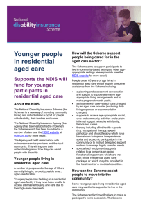 Supports the NDIS will fund for younger participants in residential
