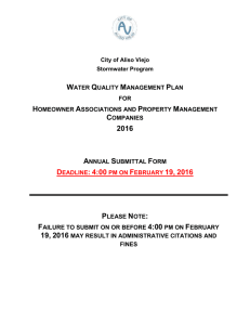 Water Quality Management Plan for HOAs and