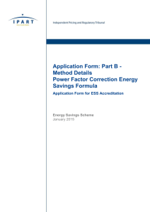 Application Form: Part B - Method Details PFC Energy Savings