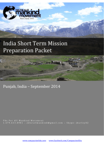 India Short Term Mission Preparation Packet