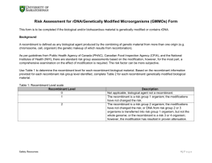Risk Assessment for rDNA/Genetically Modified