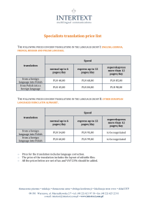 Specialists translation price list