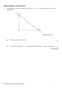 IB Review Questions – Linear Functions 1. The diagram below